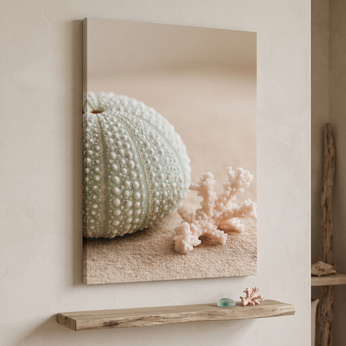 Mockup: Sea Urchin Shell and Coral - Photographic Coastal Wall Art