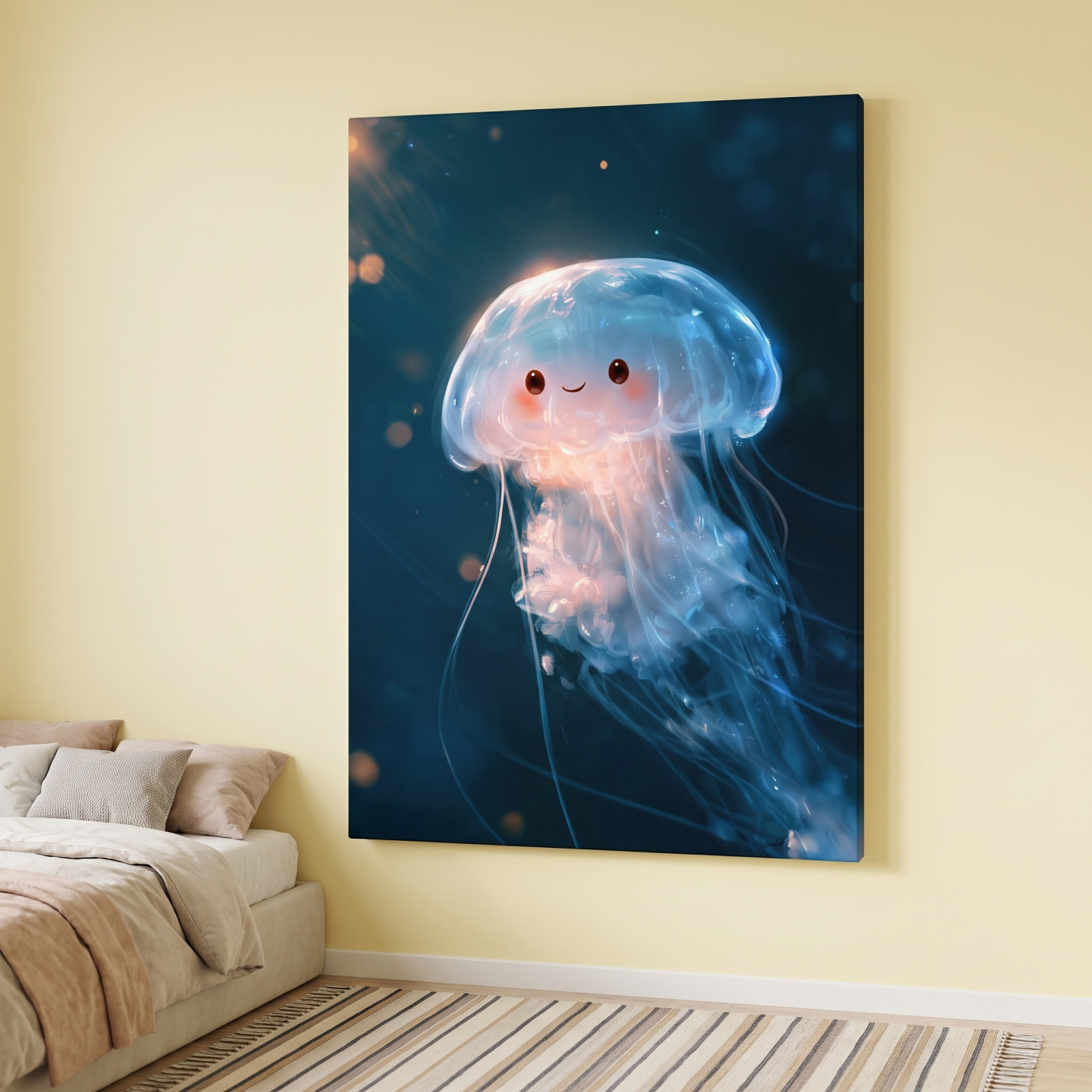Mockup: Cute Baby Jellyfish Illustration - Underwater Nursery Marine Life Art