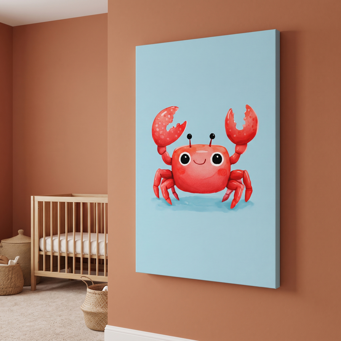 Mockup: Cute Baby Crab Illustration - Underwater Nursery Marine Life Art