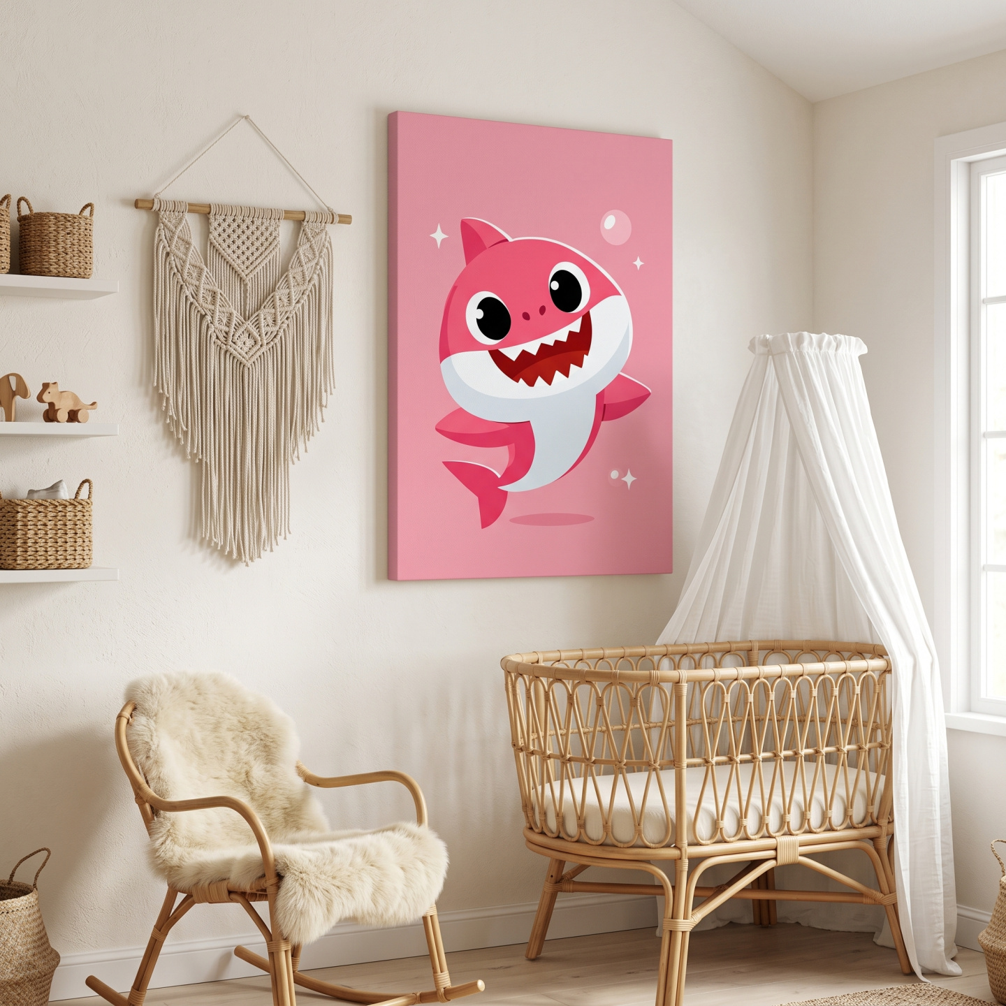 Mockup: Cute Baby Shark Vector Illustration - Underwater Nursery Marine Life Art