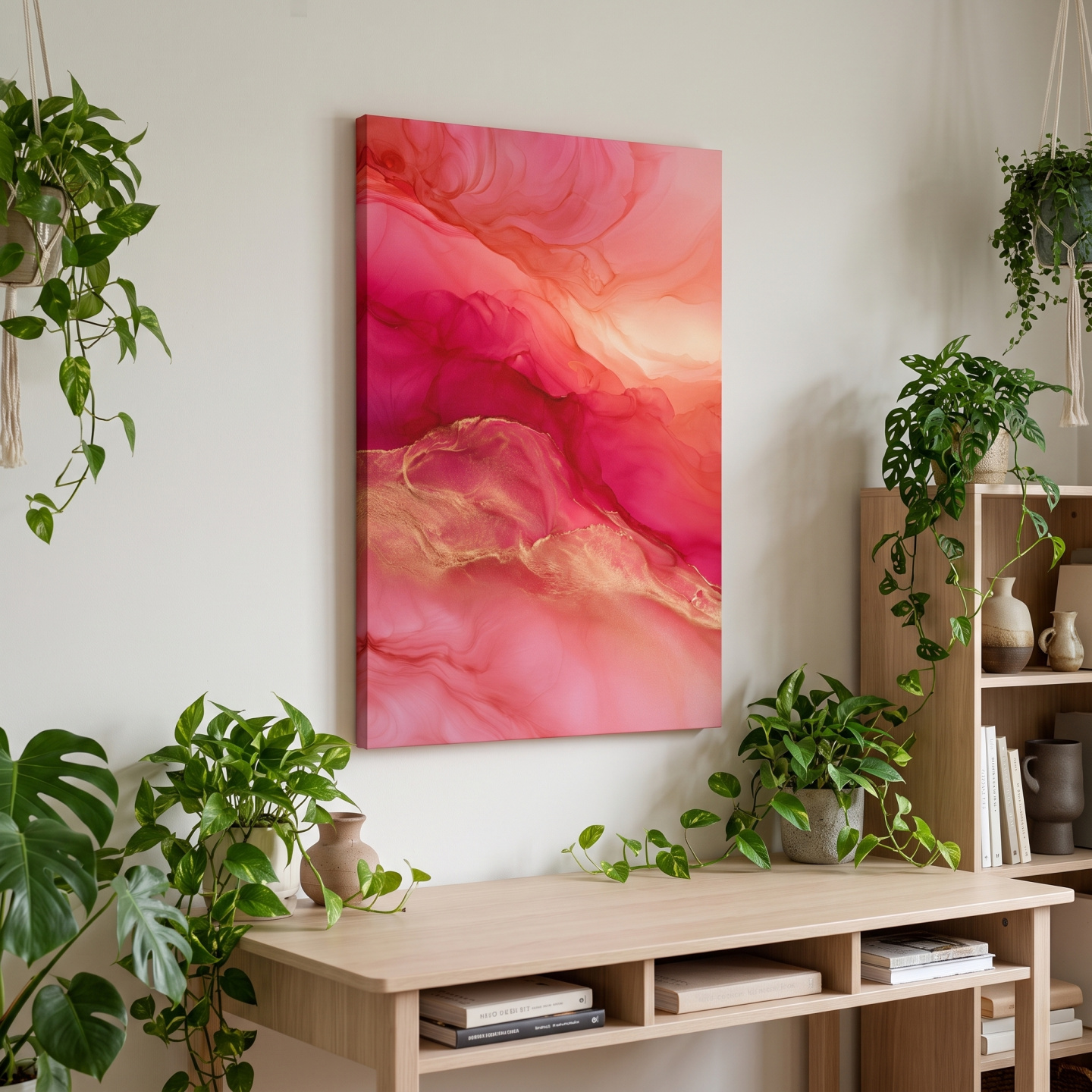 Mockup: Abstract Agate Fluid Ink Design - Surreal Sunset Wall Art