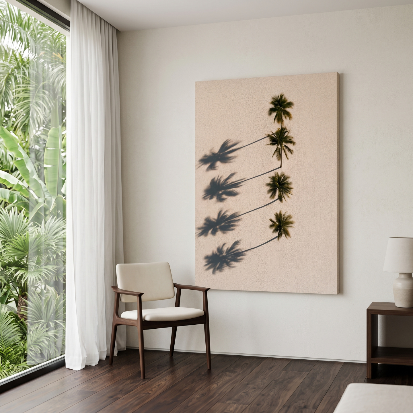 Mockup: Aerial Tropical Palm Shadows - Minimalist Photographic Wall Art