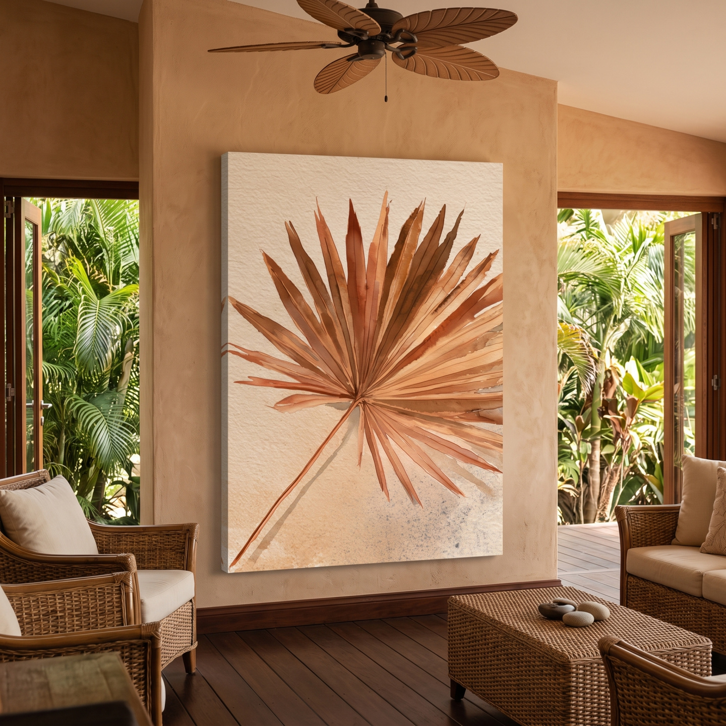 Mockup: Minimalist Tropical Palm Frond - Boho Watercolour Botanical Wall Art