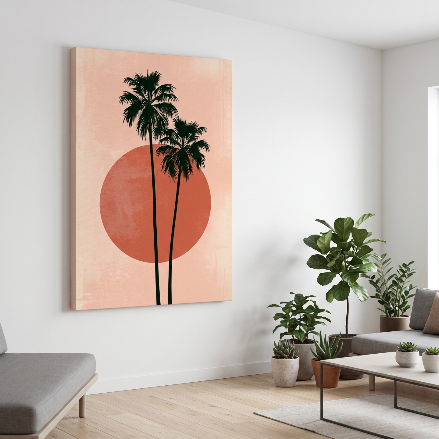 Mockup: Mid-Century Tropical Palm Silhouette - Minimalist Geometric Wall Art