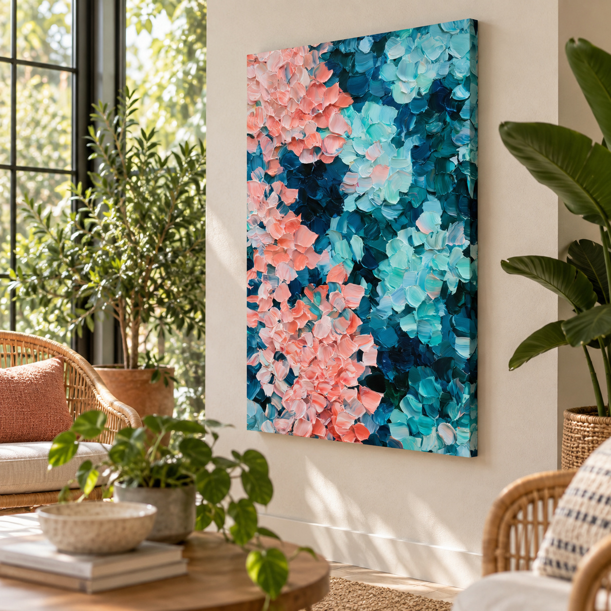 Mockup: Abstract Aerial Coral Reef Painting - Ocean Wall Art