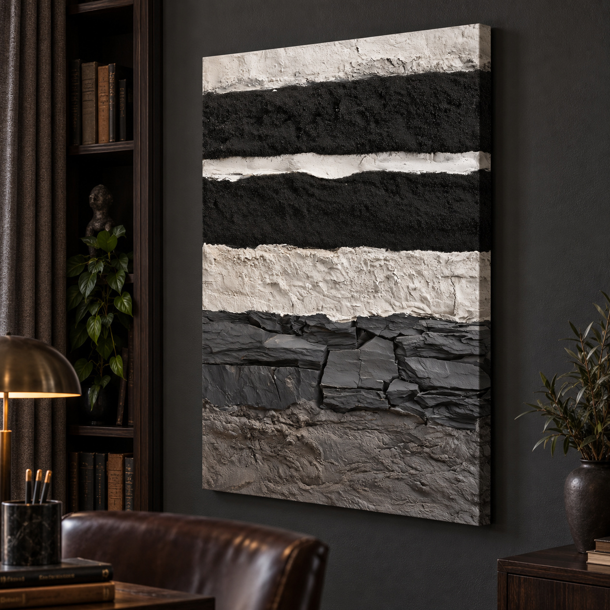 Mockup: Layered Stone Strata Design - Abstract Mixed Media Wall Art
