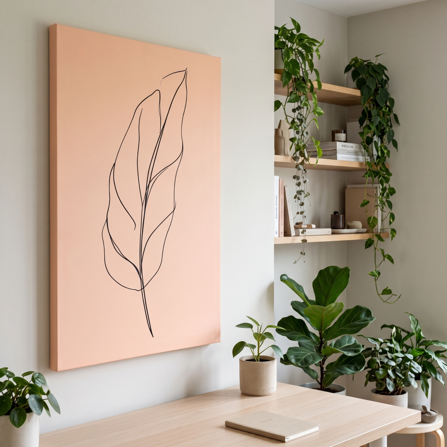 Mockup: Minimalist Banana Leaf Line Art - Boho Botanical Illustration