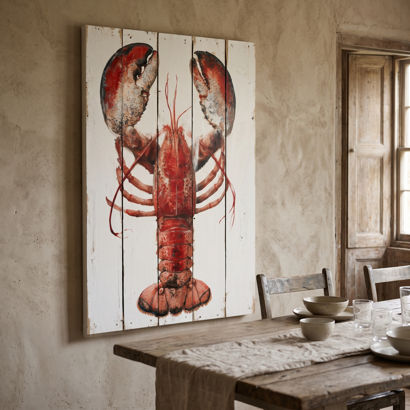 Mockup: Rustic Lobster Painting - Coastal Wall Art