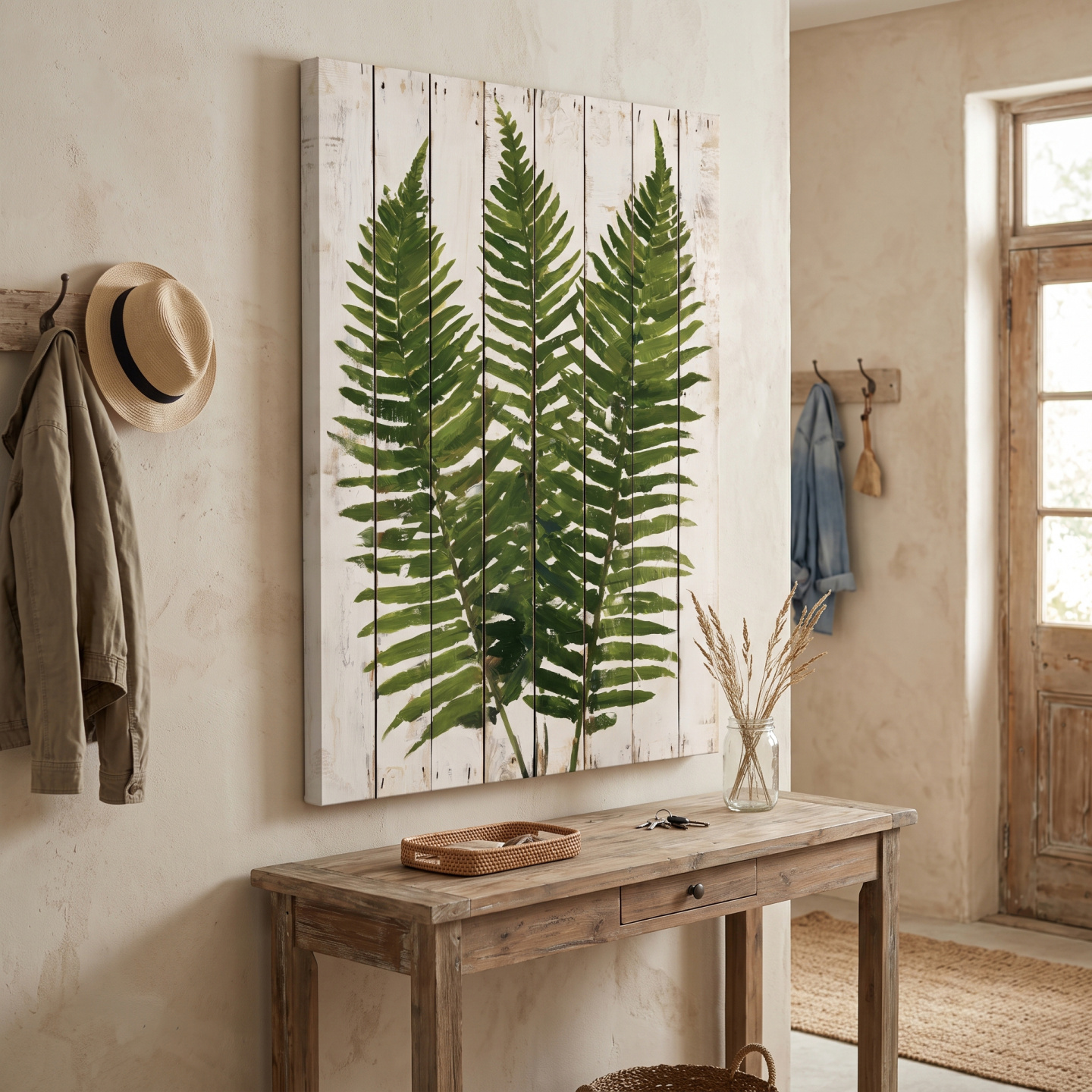 Mockup: Tropical Fern Botanical Painting - Rustic Coastal Wall Art