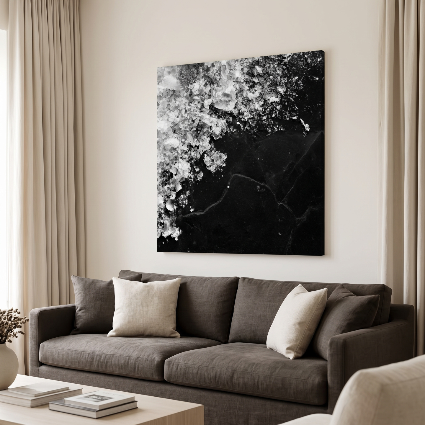 Mockup: Sea Salt Crystal Macro - Monochrome Photographic Wall Art