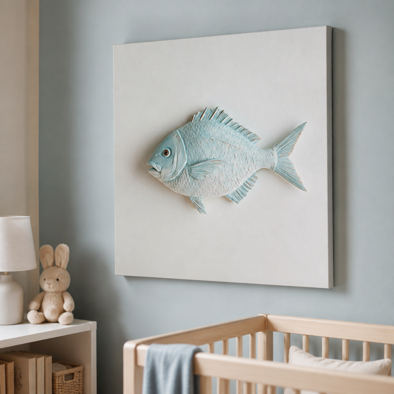 Mockup: Minimalist Hamptons Coastal Fish - Photographic Marine Life Wall Art