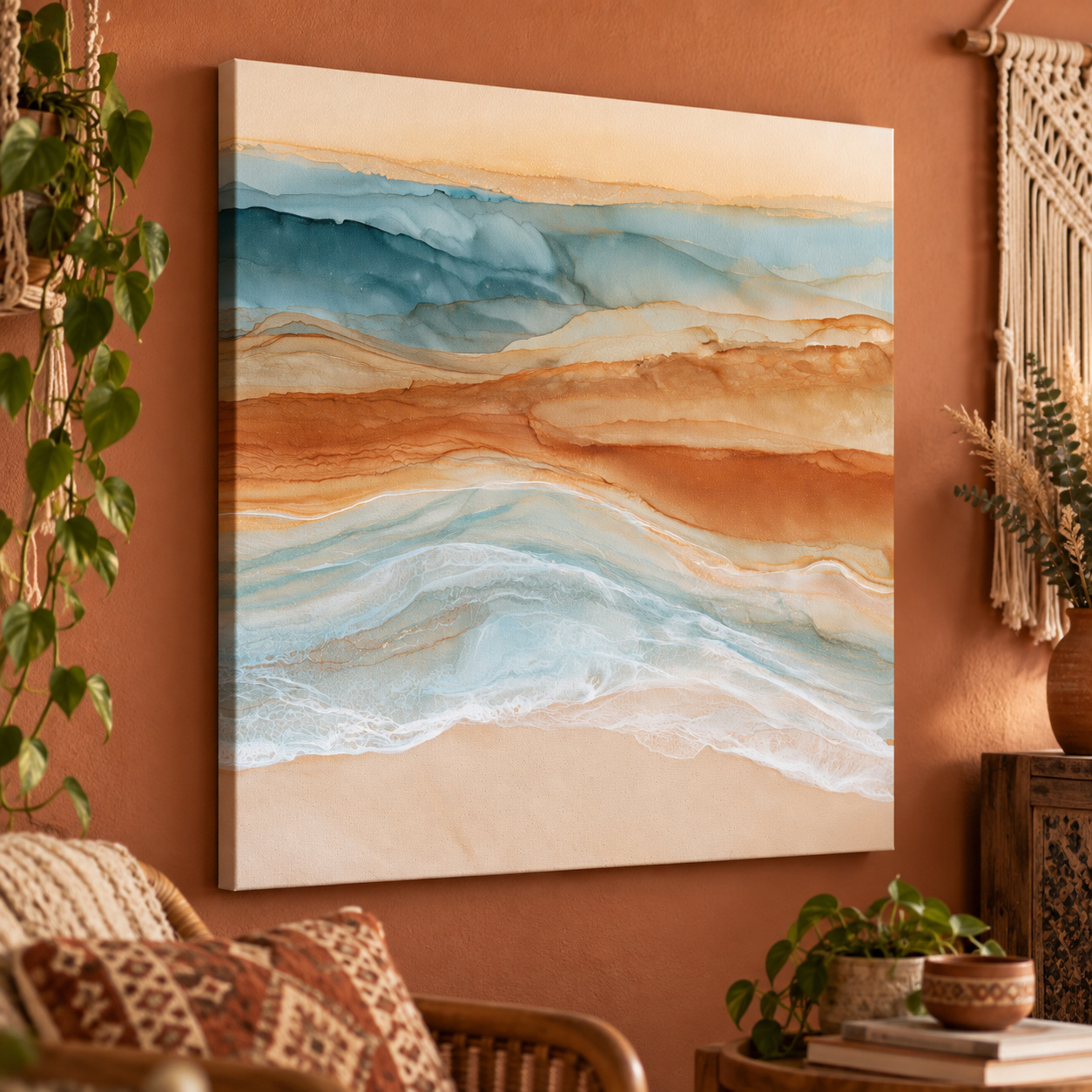 Mockup: Abstract Watercolour Beach Landscape - Boho Coastal Wall Art