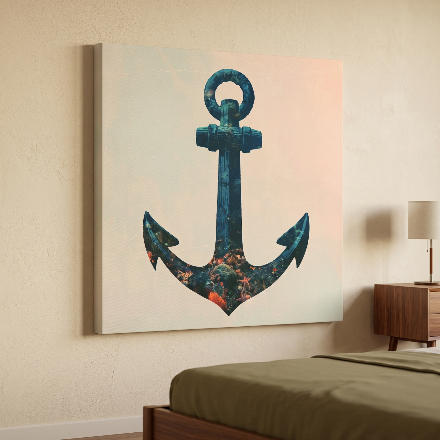 Mockup: Underwater Anchor Double Exposure - Minimalist Marine Illustration Art