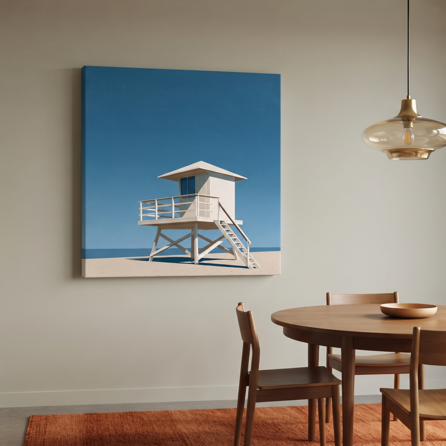 Mockup: Mid-Century Beach Lifeguard Tower - Minimalist Vector Wall Art