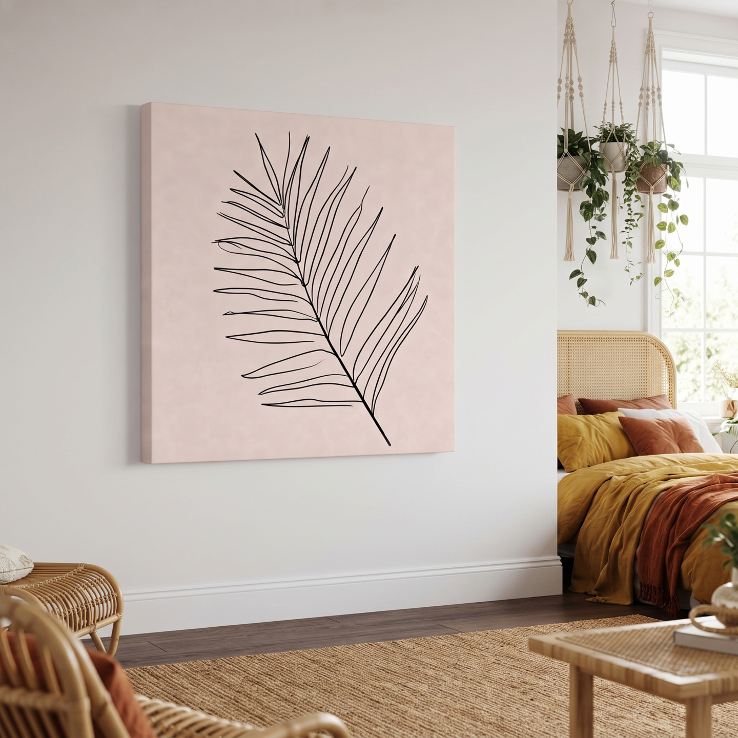 Mockup: Minimalist Tropical Palm Frond - Boho Botanical Line Art