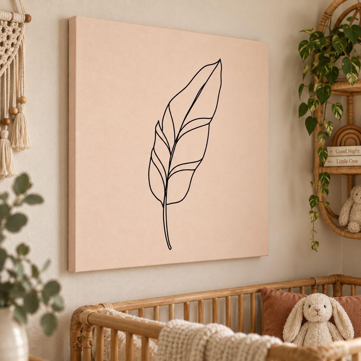 Mockup: Minimalist Banana Leaf Line Art - Boho Botanical Illustration Wall Art