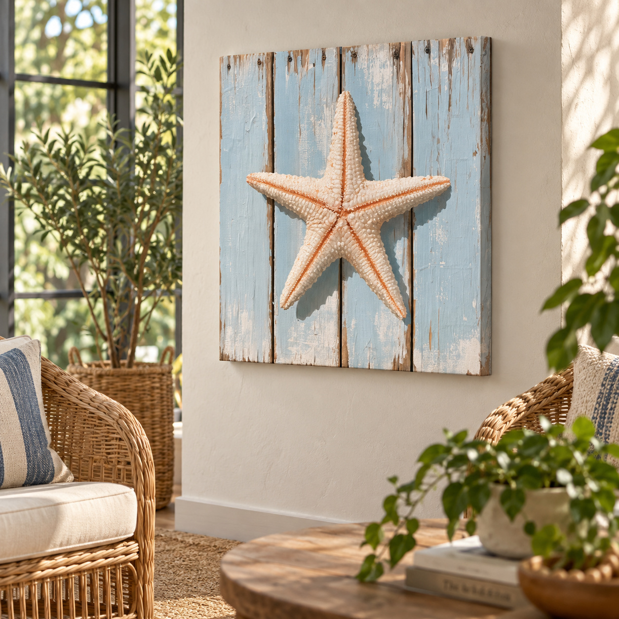 Mockup: Rustic Starfish on Reclaimed Wood - Coastal Painting Wall Art