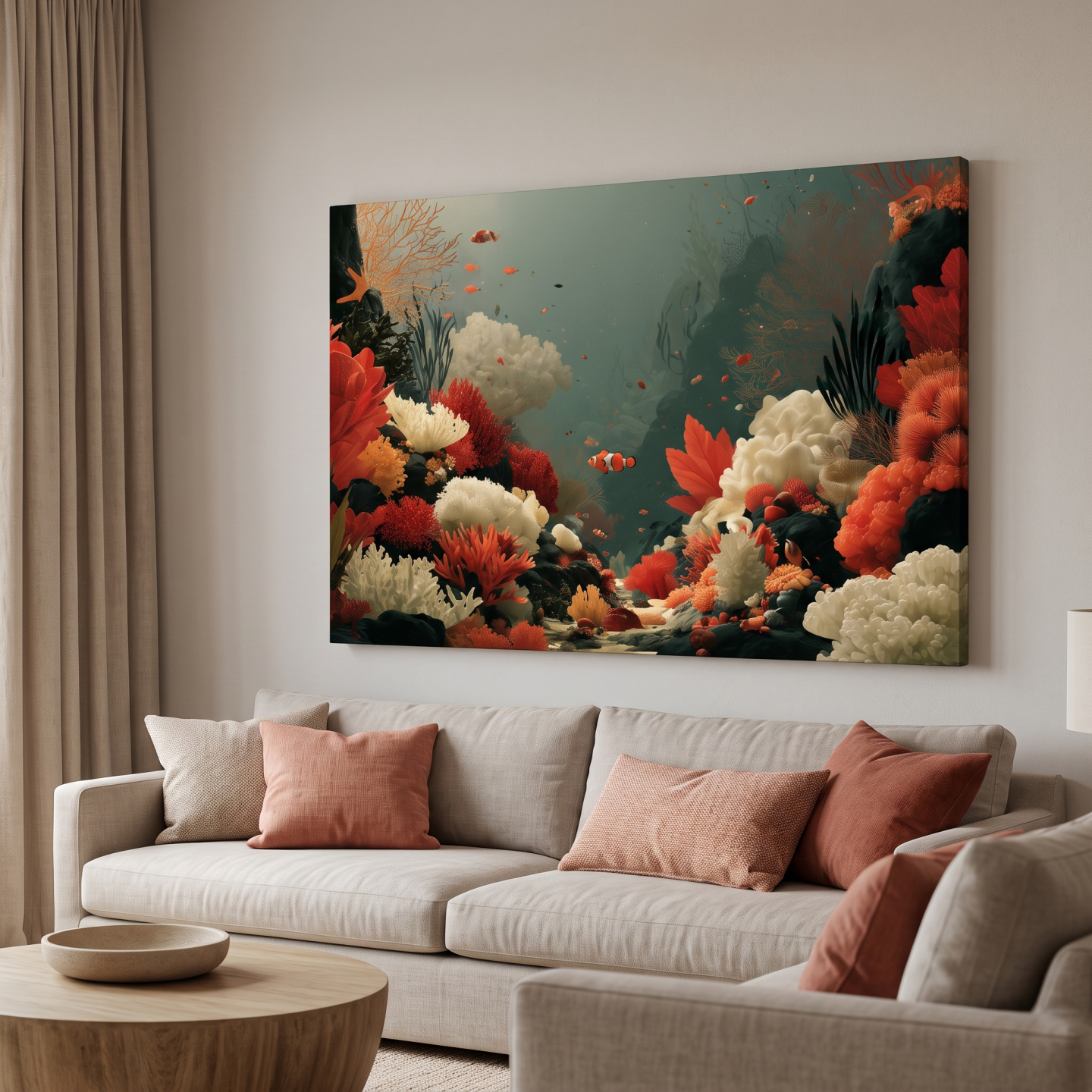 Mockup: Coral Reef Illustration Artwork - Marine Life Wall Art