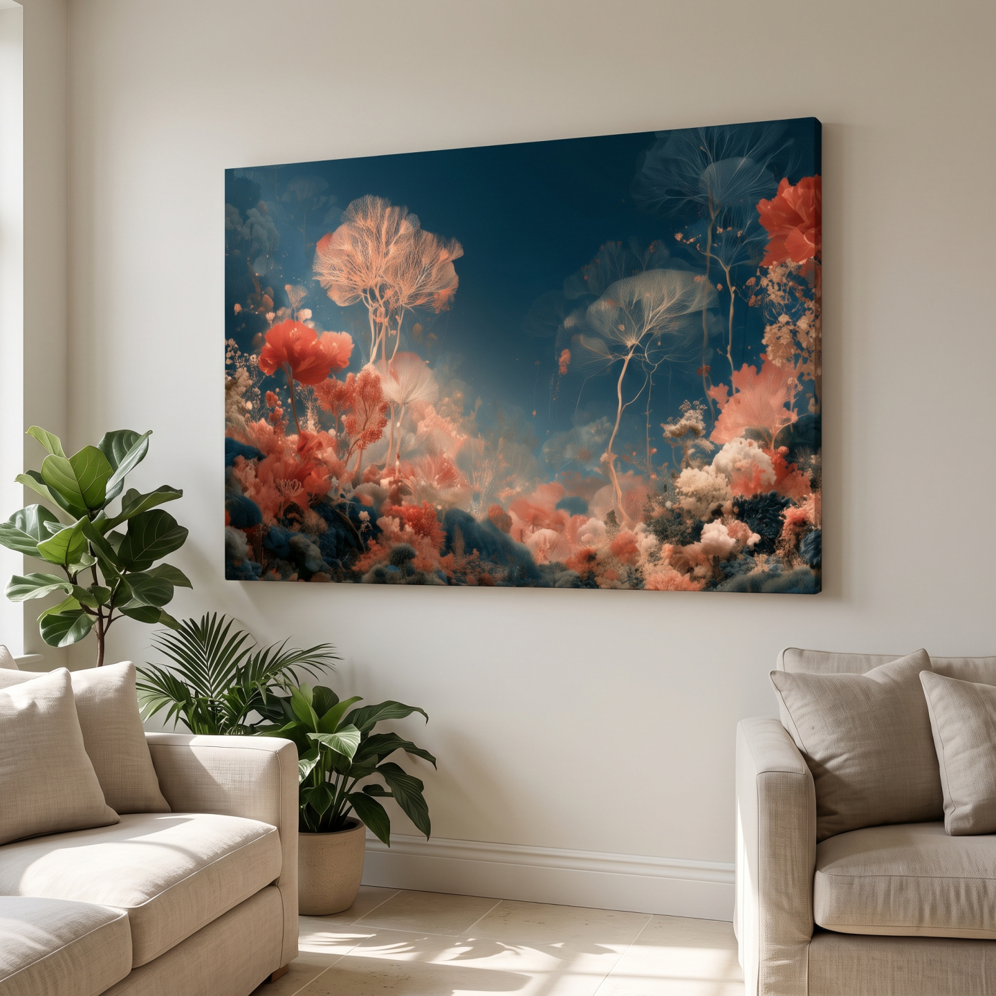 Mockup: Fantasy Coral Garden Artwork - Elegant Underwater Wall Art