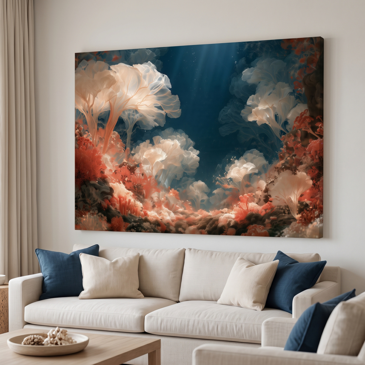 Mockup: Surreal Coral Reef Garden Artwork - Elegant Underwater Wall Art