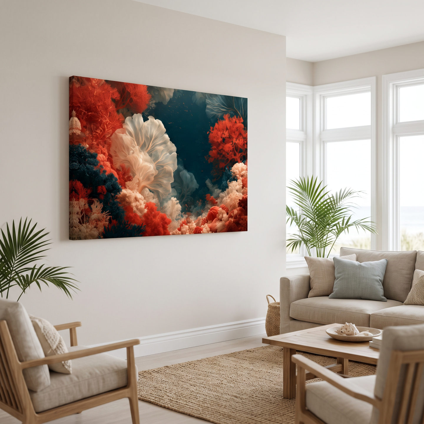 Mockup: Elegant Coral Reef Illustration - Marine Life Wall Art