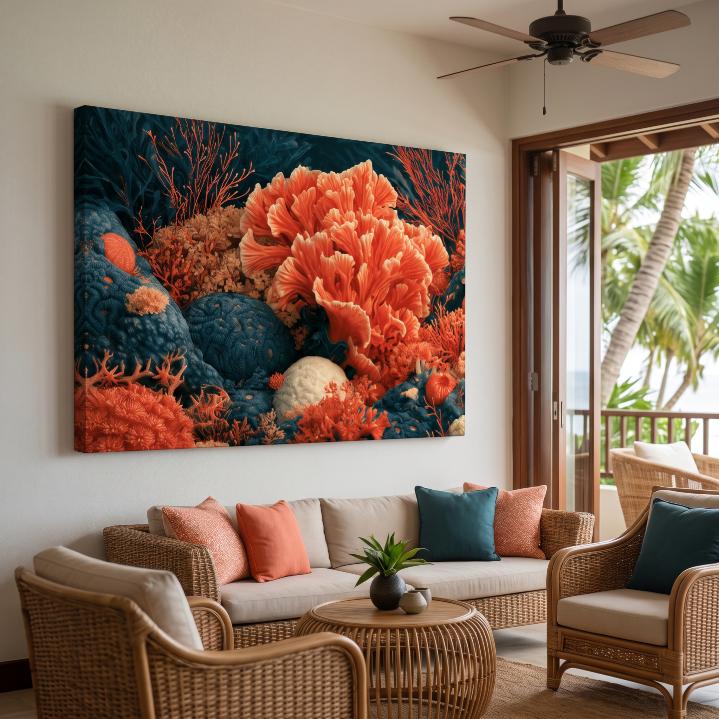 Mockup: Coral Reef Illustration Artwork - Marine Life Wall Art